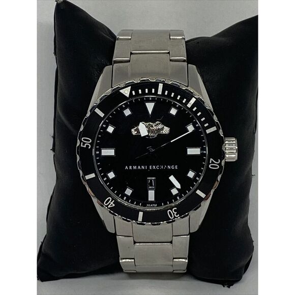 Armani Exchange AR-1709 Men Stainless Steel Analog Black Dial Quartz Watch JK231 - Picture 1 of 12
